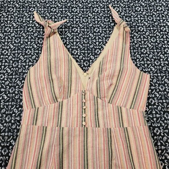 Sugar + Lips Women's Medium Striped V Neck Casual Chic Midi Dress - Picture 2 of 7